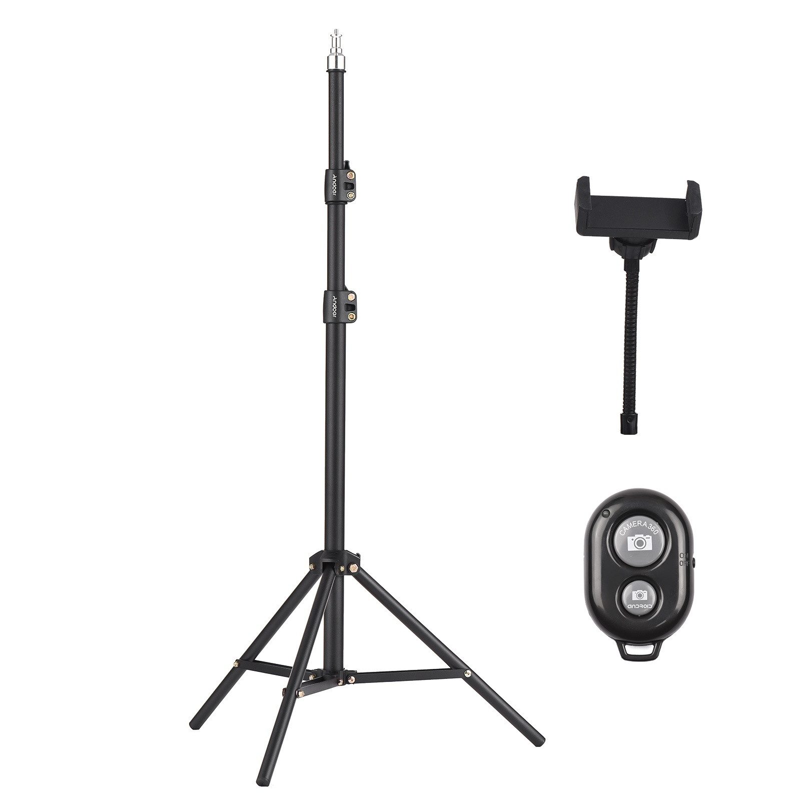 cocosity 210 cm/83 Zoll verstellbares Fotostativ mit Handyhalterung Kamerastativ (Metall, robustes Lichtstativ, 1/4-Zoll-Gewinde)