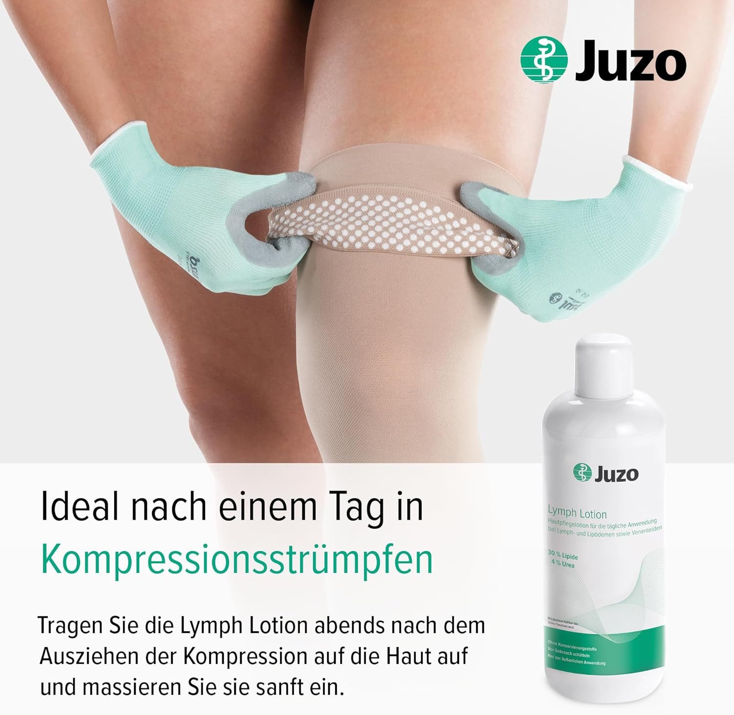 Juzo Hautpflegegel Lymph Lotion Pflegecreme nach dem Tragen von Kompressionsstrümpfen