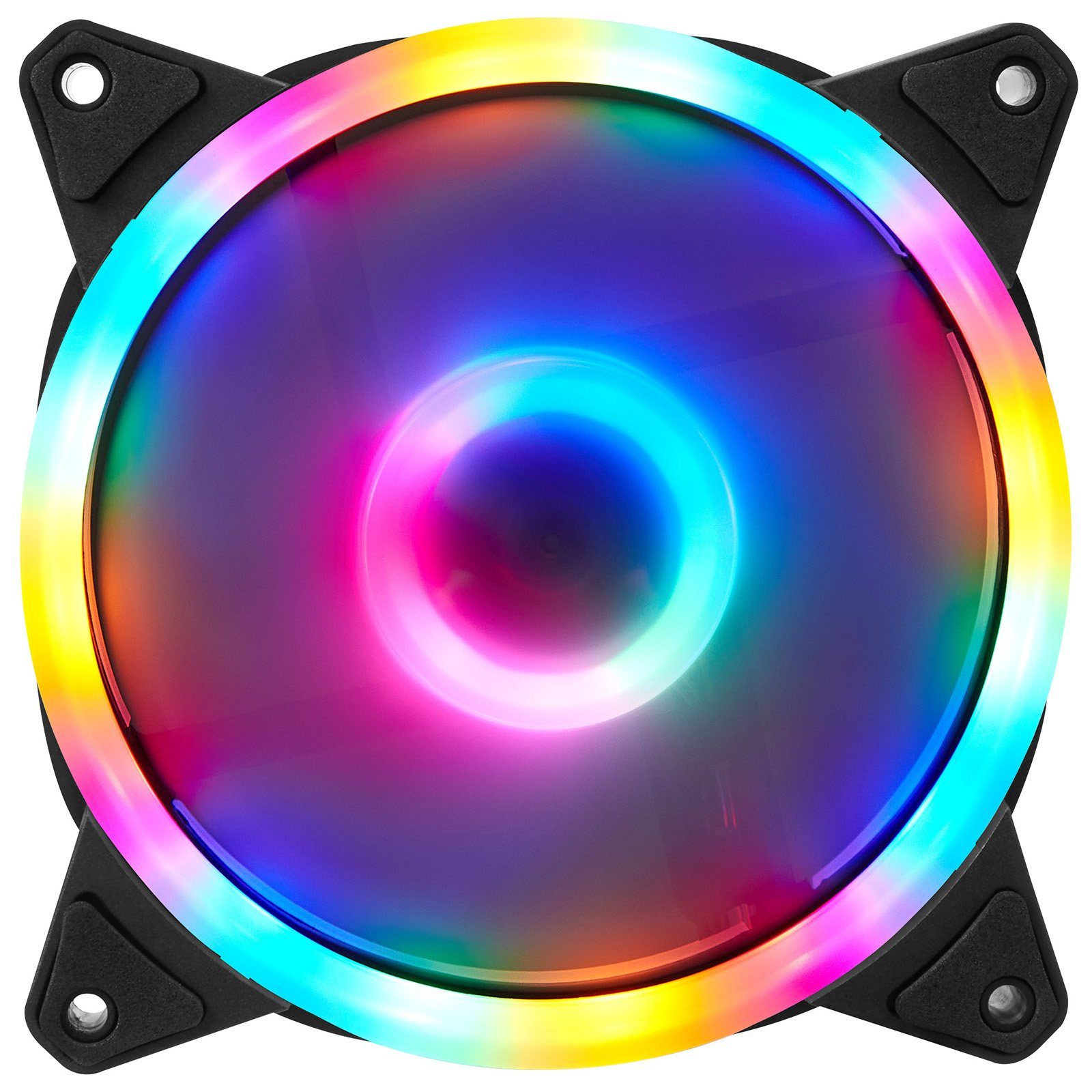 MUPOO Computer-Kühler PC Lüfter 120mm, RGB PC-Gehäuselüfter, Dual Licht Loop RGB LED