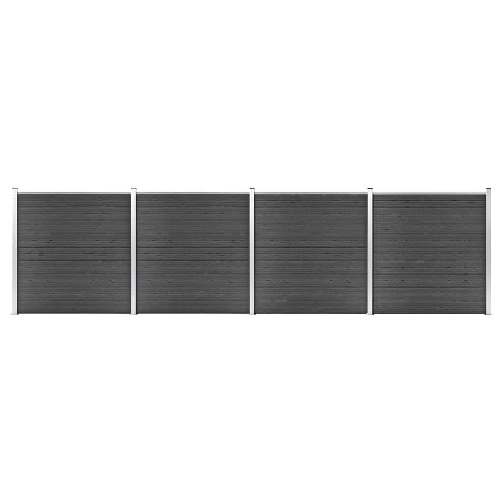 Gartentor Zaunelement Set WPC 699x186 cm Schwarz