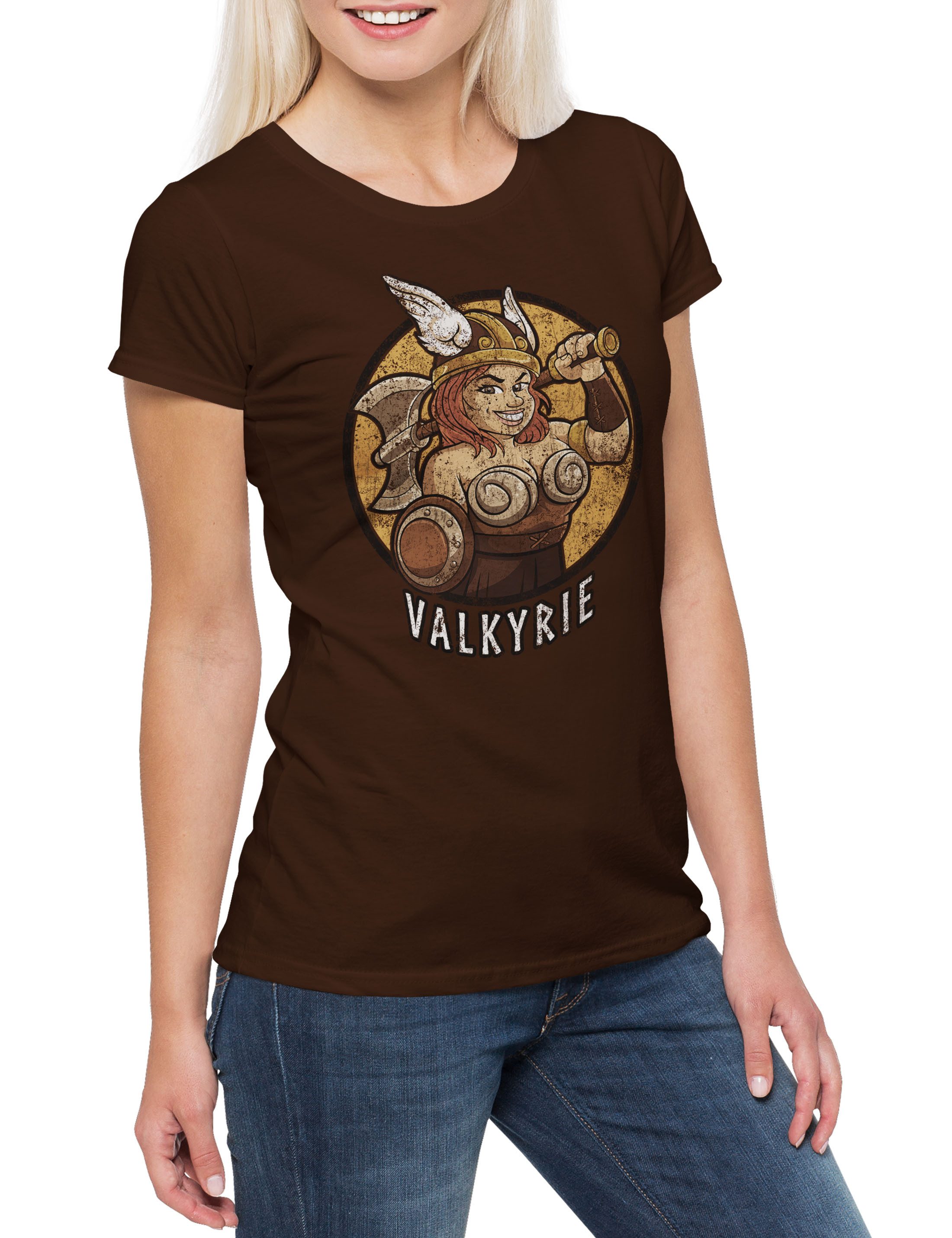 Print-Shirt Valkyrie Damen T-Shirt Symbol Walküren Flügel Walküre Vikings Wikinger