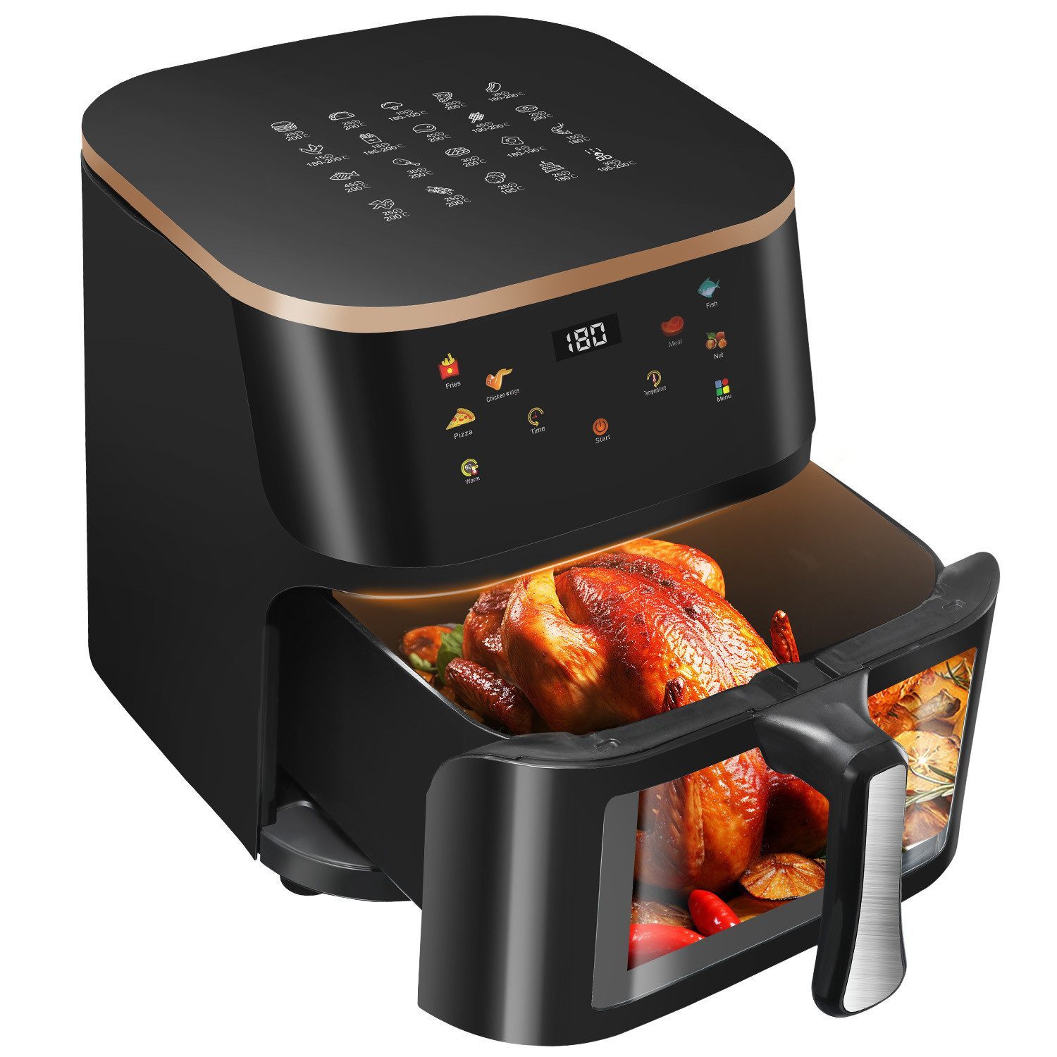 Heißluftfritteuse Heißluftfritteuse mit Sichtfenster 6 - 9L, Airfryer Frittieren ohne Öl