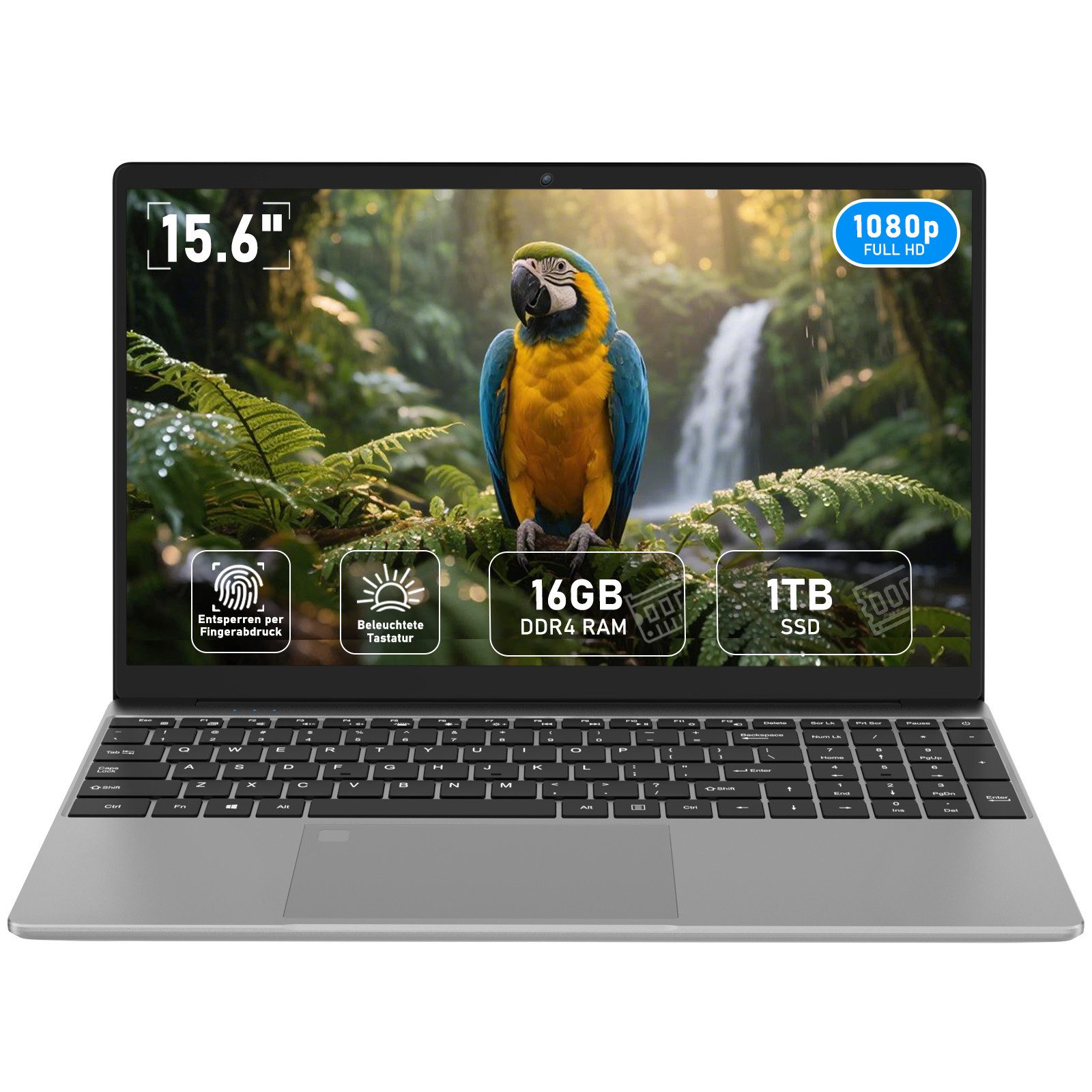 Molegar 15,6" FHD IPS Laptop, Intel Celeron N95(60% mehr Single-Core-Leistung) Notebook (39,62 cm/15.6 Zoll, Intel Intel Alder Lake N95, Intel UHD Grafik (Alder Lake), 16 GB, 1024 GB SSD, 16GB/1TB SSD. 6-8h Akku (2h Ladezeit). Metallgehäuse & Augenschutz)