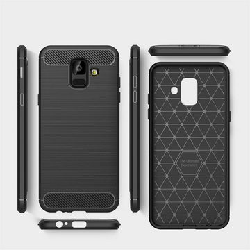 CoolGadget Handyhülle Carbon Handy Hülle für Samsung Galaxy A6 5,6 Zoll, robuste Telefonhülle Case Schutzhülle für Samsung A6 Hülle