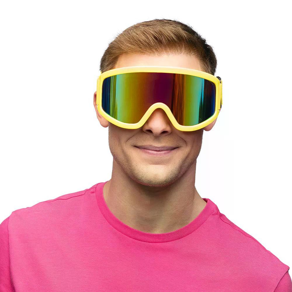 Boland Kostüm Party Ski-Brille Neon UV oder schwarz Spiegelglas Après Ski Party, Neonvarianten mit UV-Effekt für Schwarzlicht und Neon-Partys