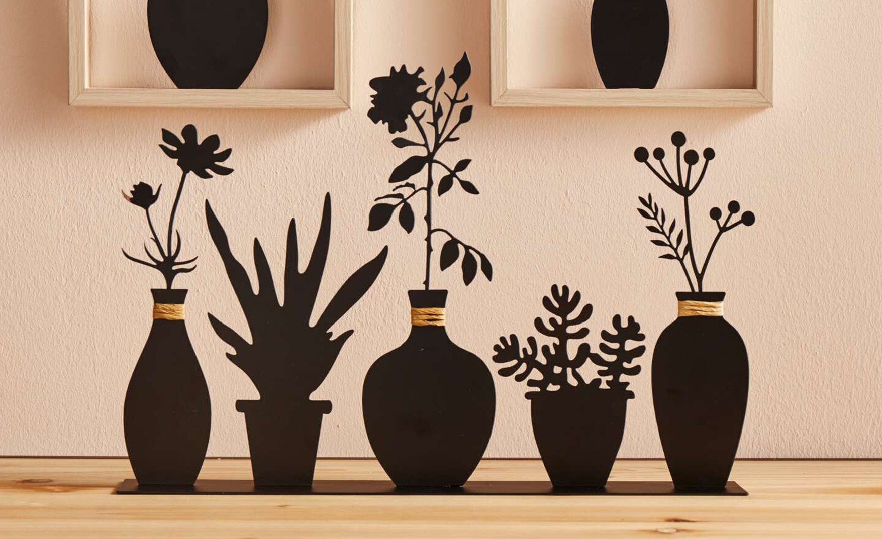 Dekoleidenschaft Dekoobjekt "Vasen" Dekoboard aus Metall, matt schwarz, Dek günstig online kaufen
