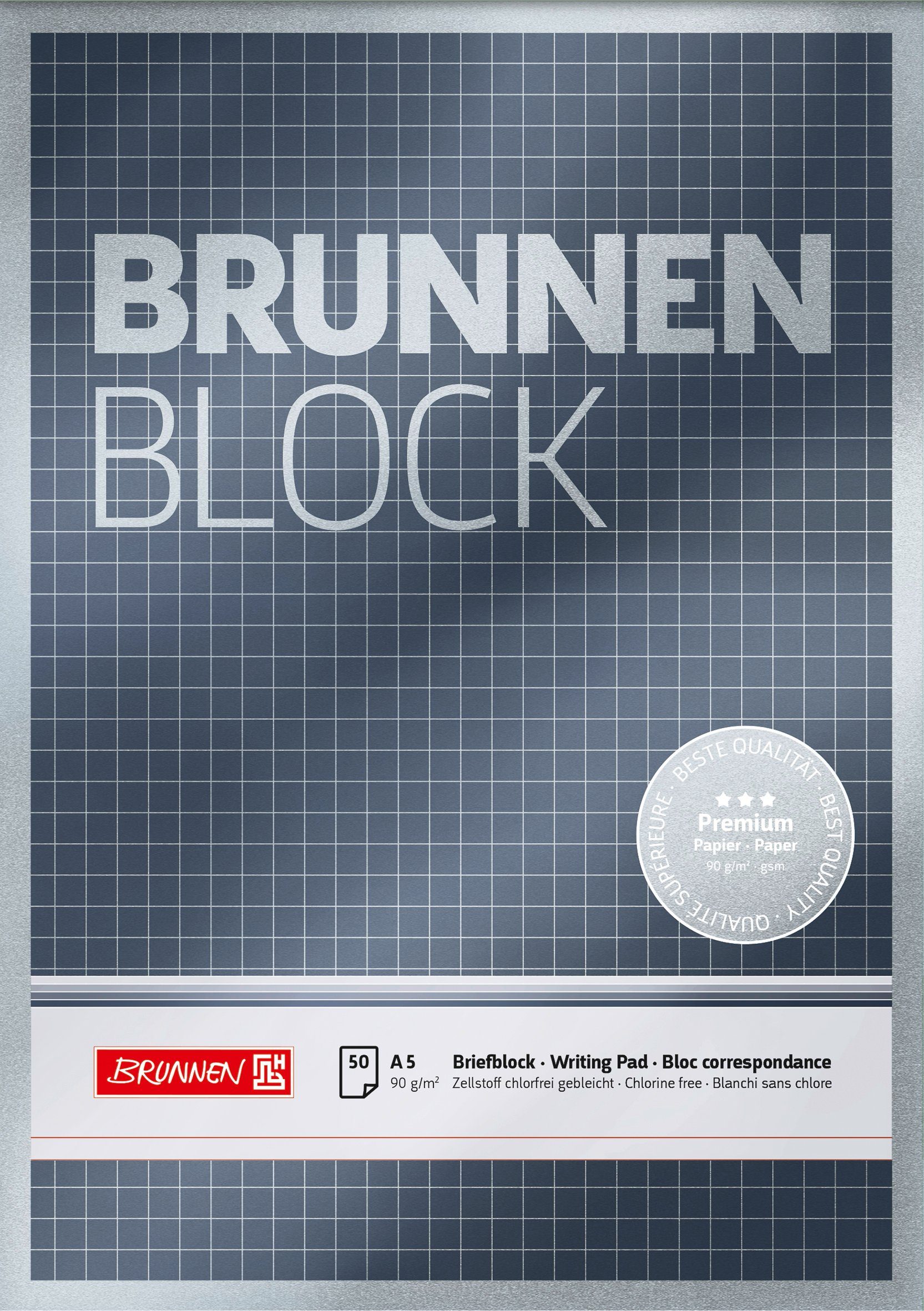BRUNNEN Collegeblock BRUNNEN 1052328 BB A5 90g 50Bl kar Premium