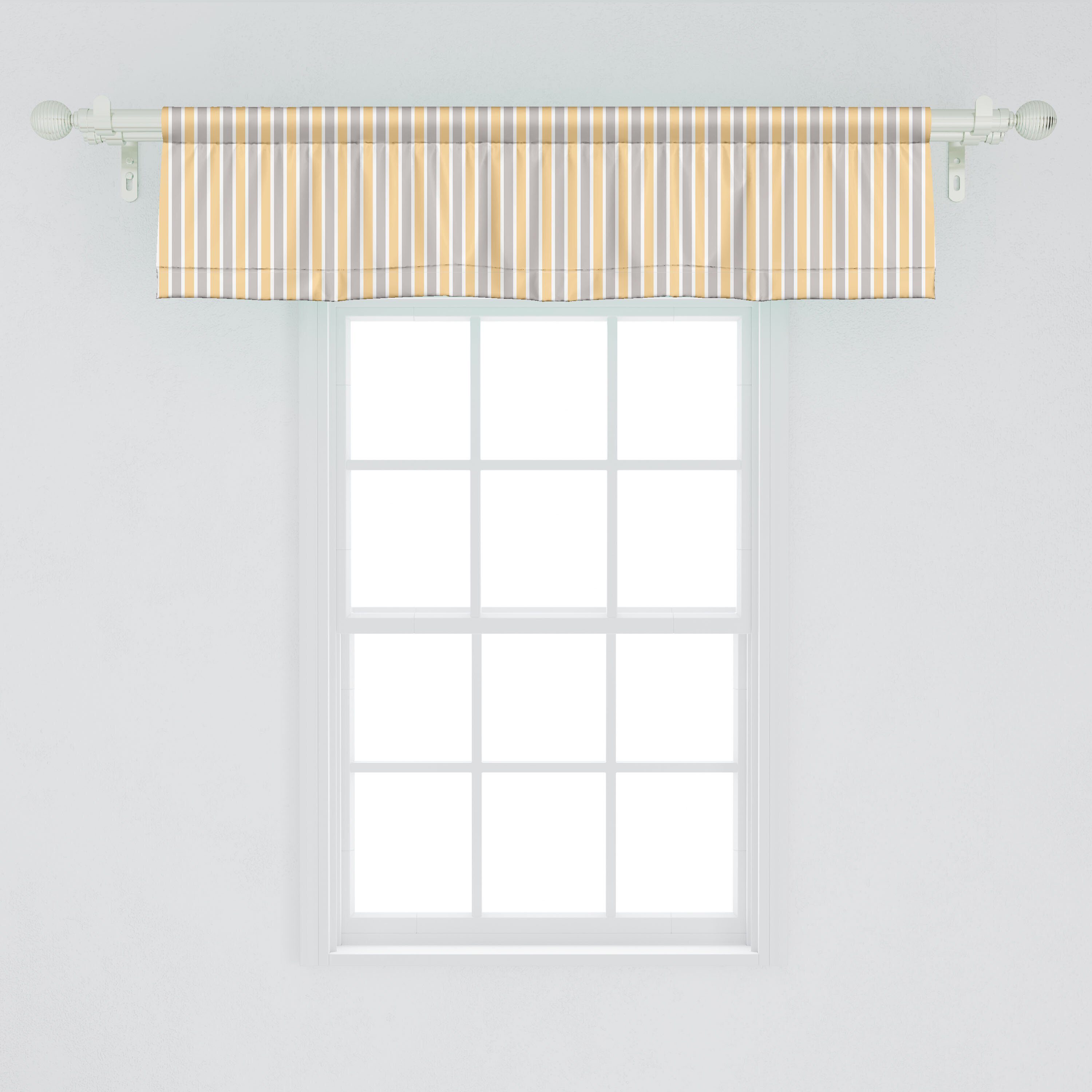 Scheibengardine Vorhang Volant für Küche Geometrisch mit Dekor Stangentasche, Gestreift Microfaser, Weiß Schlafzimmer Blau Abakuhaus