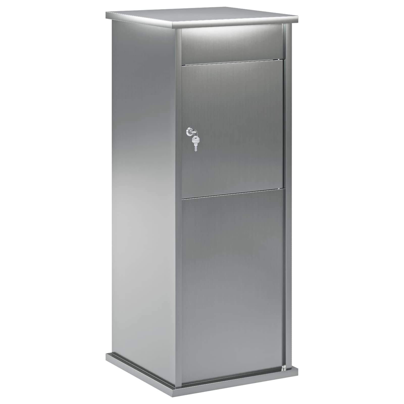vidaXL Briefkasten 40 x 40 x 100 cm Briefkasten Silber 40x40x100 cm Verzinkter Stahl Absc