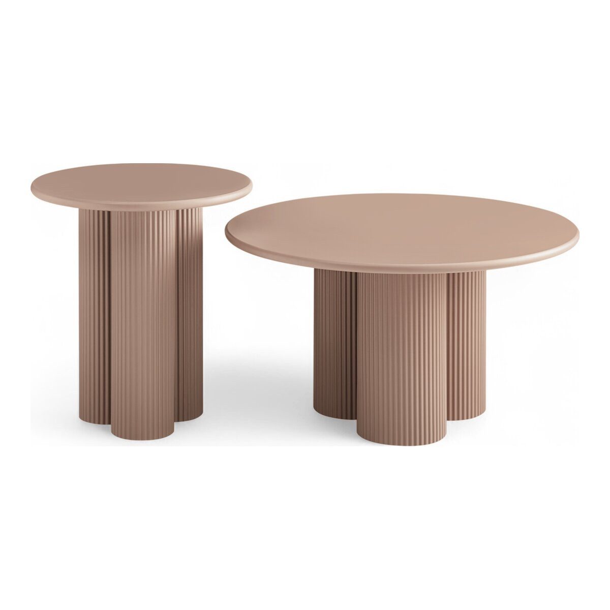 Feeling4Home Couchtisch Wolam 2er-Set Ø50/80 cm - MDF Tisch in Mocha Mousse, FSC-zertifiziert (2er-Set), Elegantes, harmonisch abgestimmtes Design