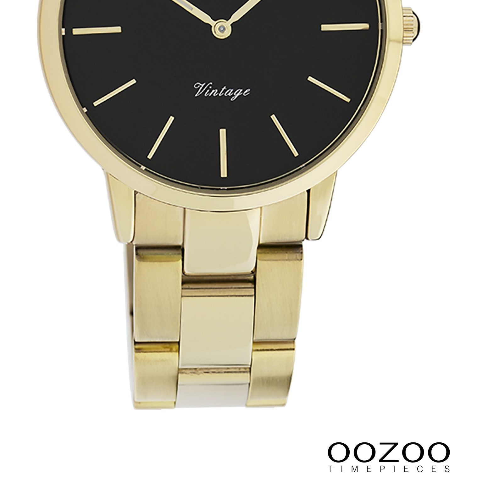 OOZOO Quarzuhr Oozoo Damen Armbanduhr Vintage Series, (Analoguhr), Damenuhr rund, mittel (ca. 34mm), Metallarmband gold, Fashion