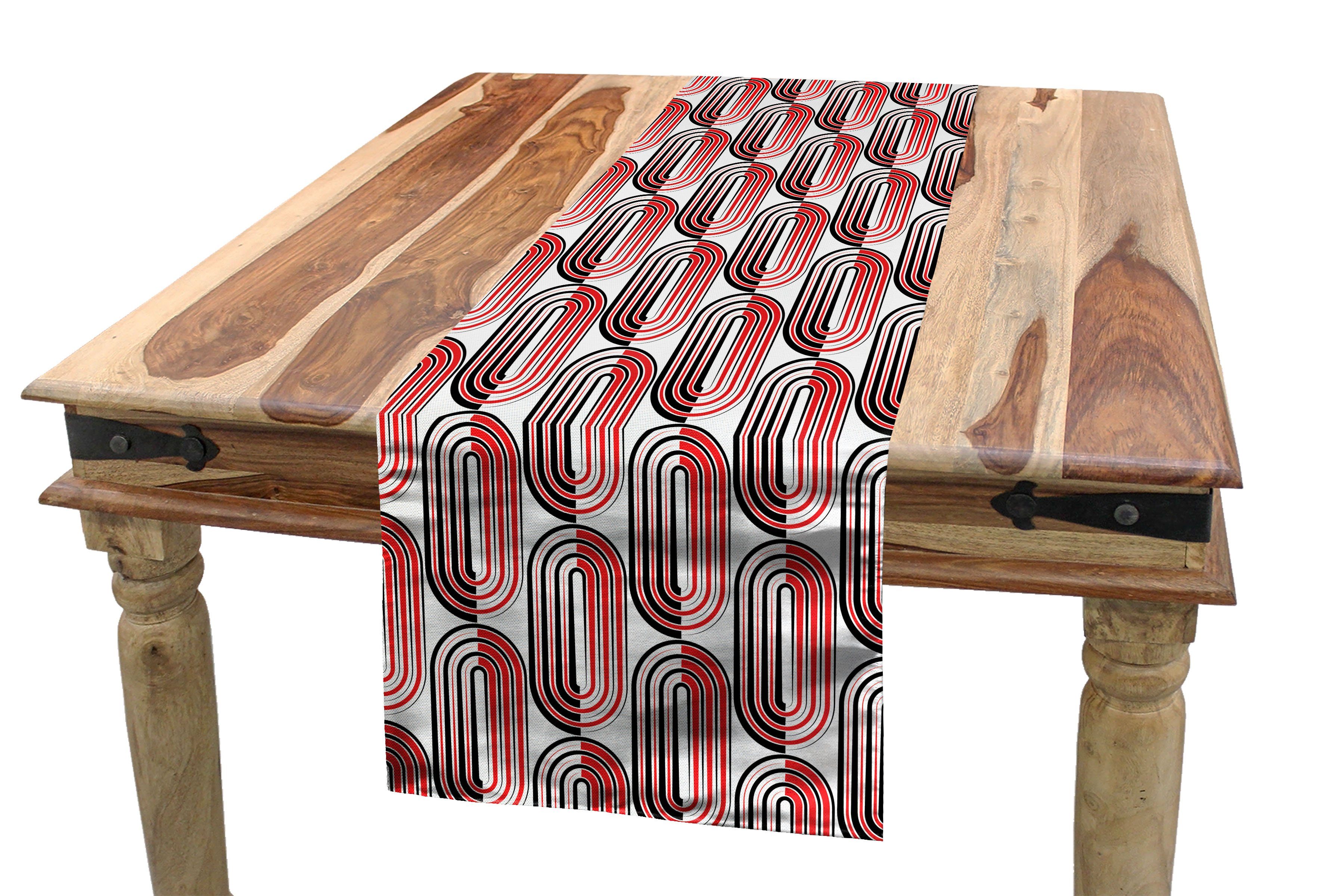 Esszimmer rot Rechteckiger Curves Ellipse Abakuhaus Dekorativer Abstrakte Tischläufer, Tischläufer Küche