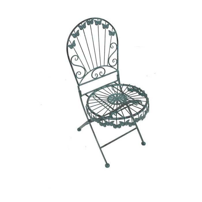 Gravidus Gartenstuhl 2er Set Deko-Stuhl Gartenstuhl Metallstuhl Metall mit Schmetterlingsmotiv Antik
