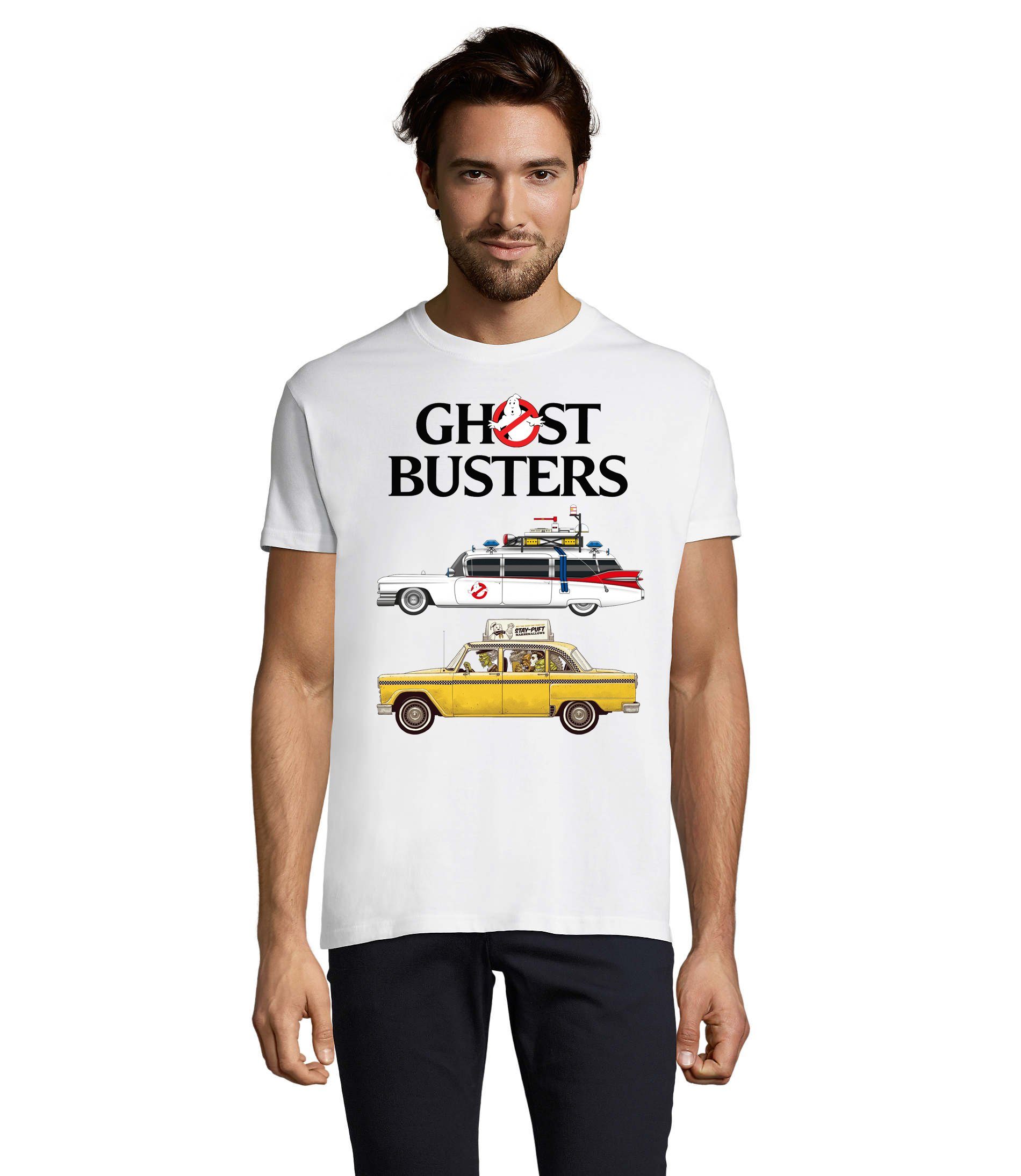 Blondie & Brownie T-Shirt Herren Ghostbusters Cars Auto Geisterjäger Geister Film Ghost Weiss