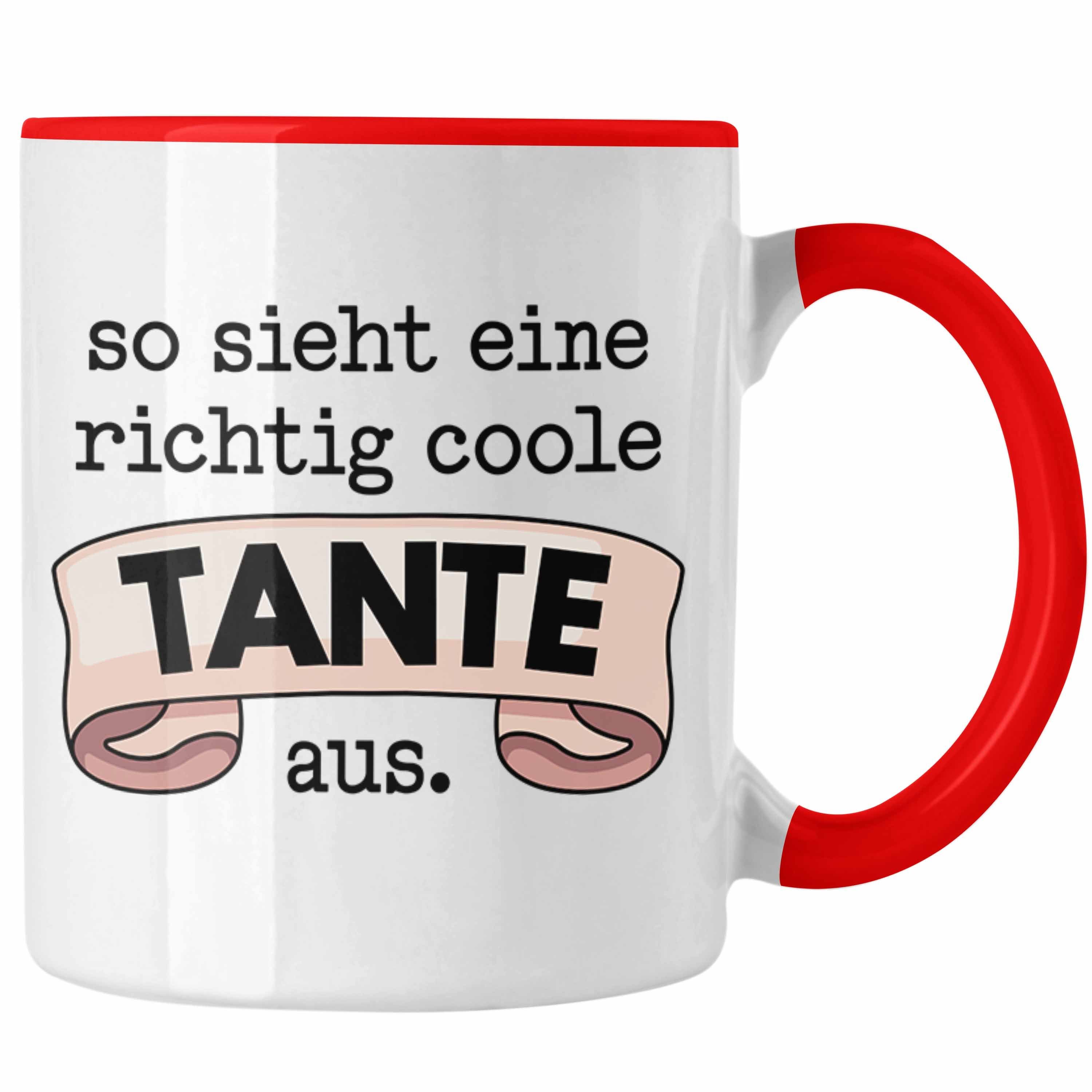 Trendation Tasse Trendation - Beste Tante Geschenk Tasse mit Spruch Kaffeetasse für Coole Tante Rot