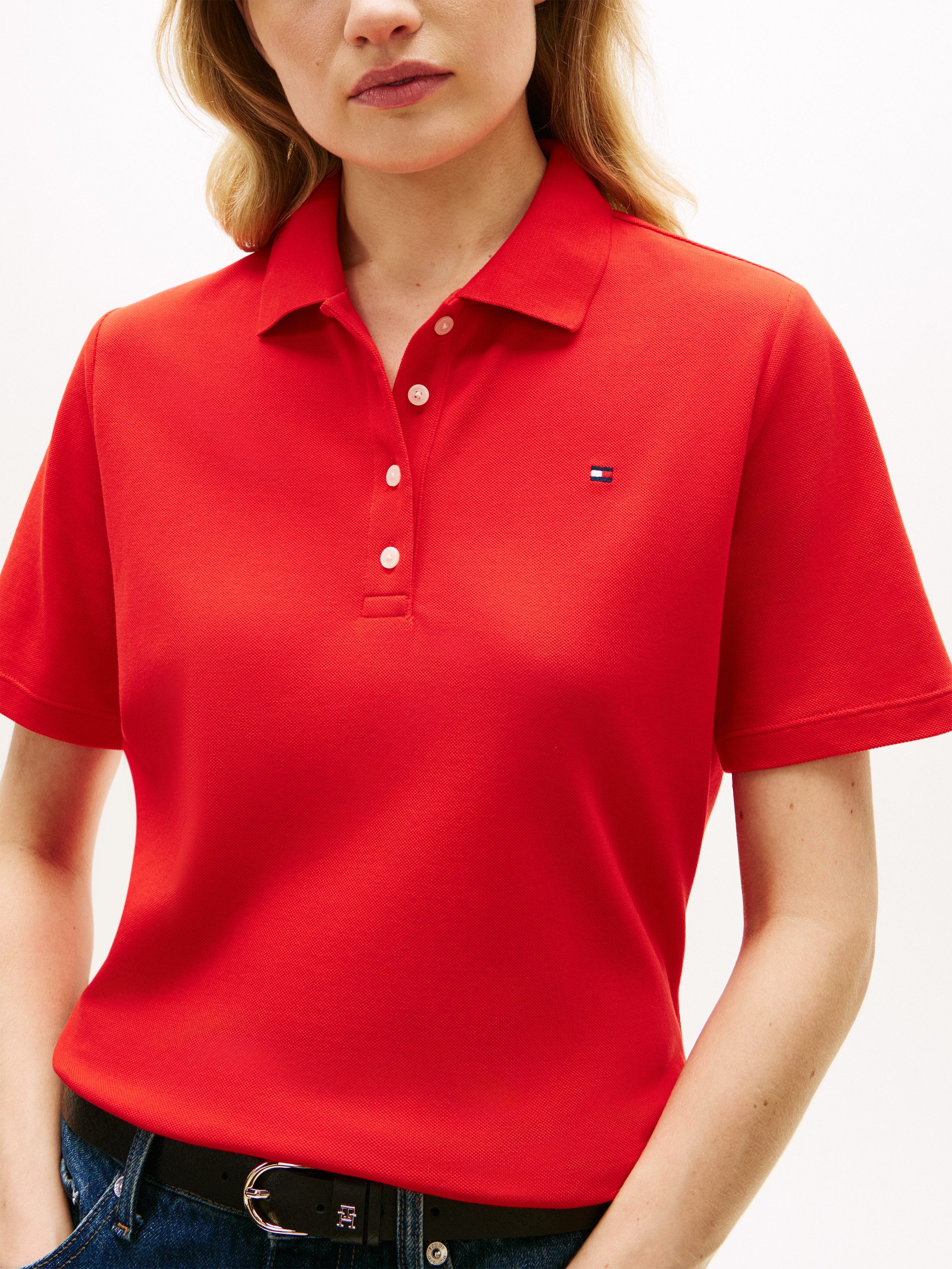 Tommy Hilfiger Poloshirt 1985 REG PIQUE POLO mit Logo-Stickerei, Seitenschlitze, Regular Fit