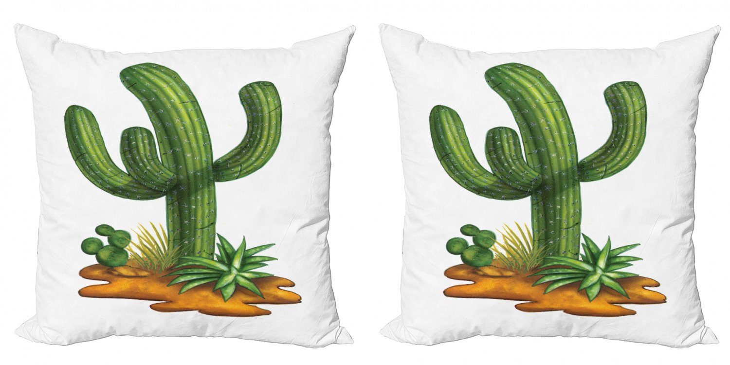 Trockenlandschaft Doppelseitiger Kissenbezüge Modern Kaktus Accent Abakuhaus Digitaldruck, (2 Stück), Saguaro