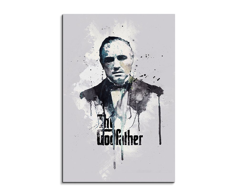 Sinus Art Leinwandbild The Godfather 90x60cm Aquarell Art Wandbild auf Leinwand fertig gerahmt Original Sinus Art