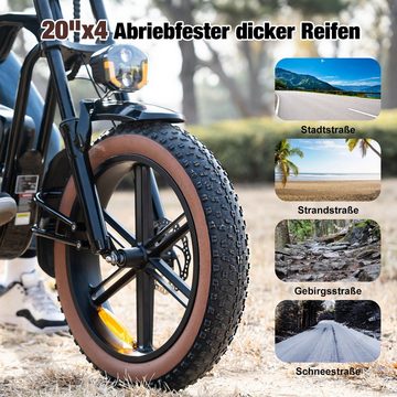 EVERCROSS TECH E-Bike EK30 20” x 4,0 fette Reifen MTB, 48V 15AH Removable Battery, 7 Gang, Heckmotor, bis 55-80km, 7 Gang Shimano, Kettenschaltung, Heckmotor