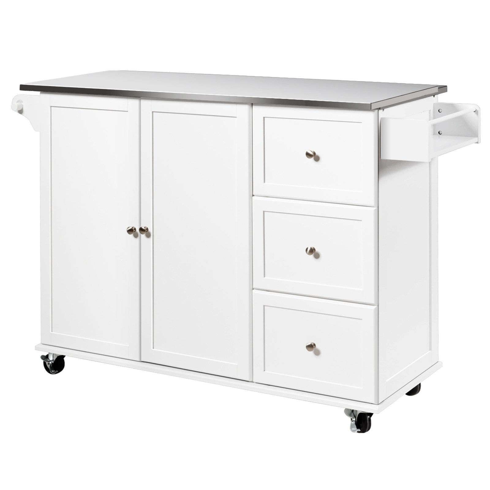 COSTWAY Küchenwagen, mit 3 Schubladen, Arbeitsplatte & verstellbarer Ablage günstig online kaufen