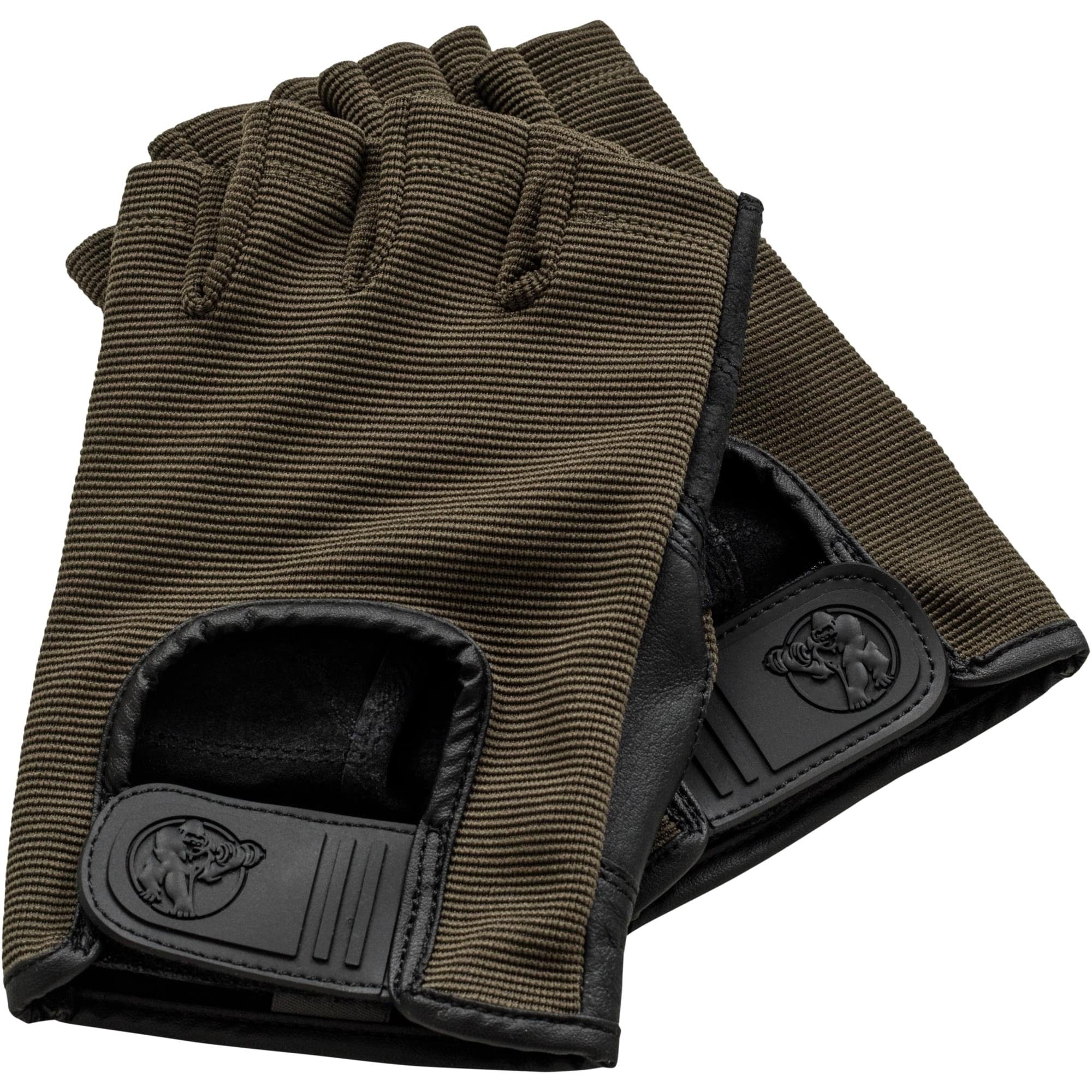 GORILLA SPORTS Trainingshandschuhe Leder, - Khaki - Handschuhe XS/S/M/L/XL, Farbwahl Fitness Sporthandschuhe