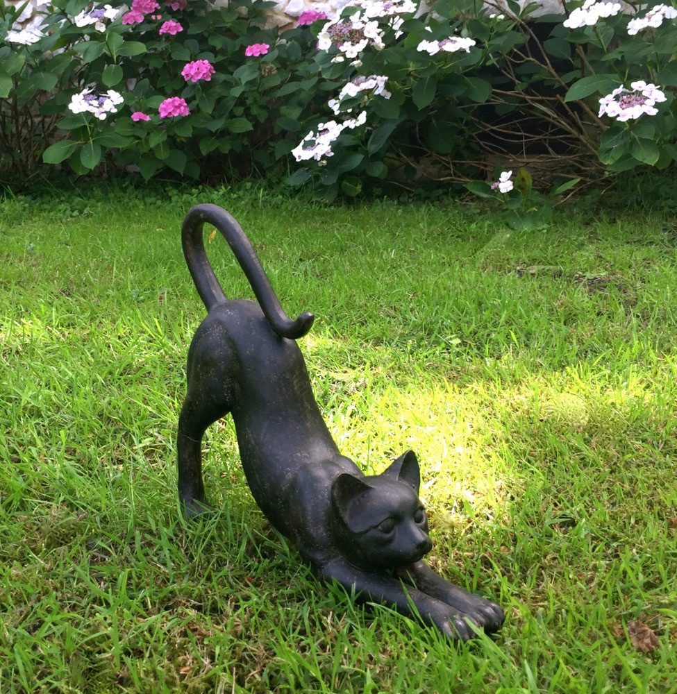 Antikas Wanddekoobjekt Kätzchen reckt sich niedliche Katze, Dekoration Fenster, Garten Deko