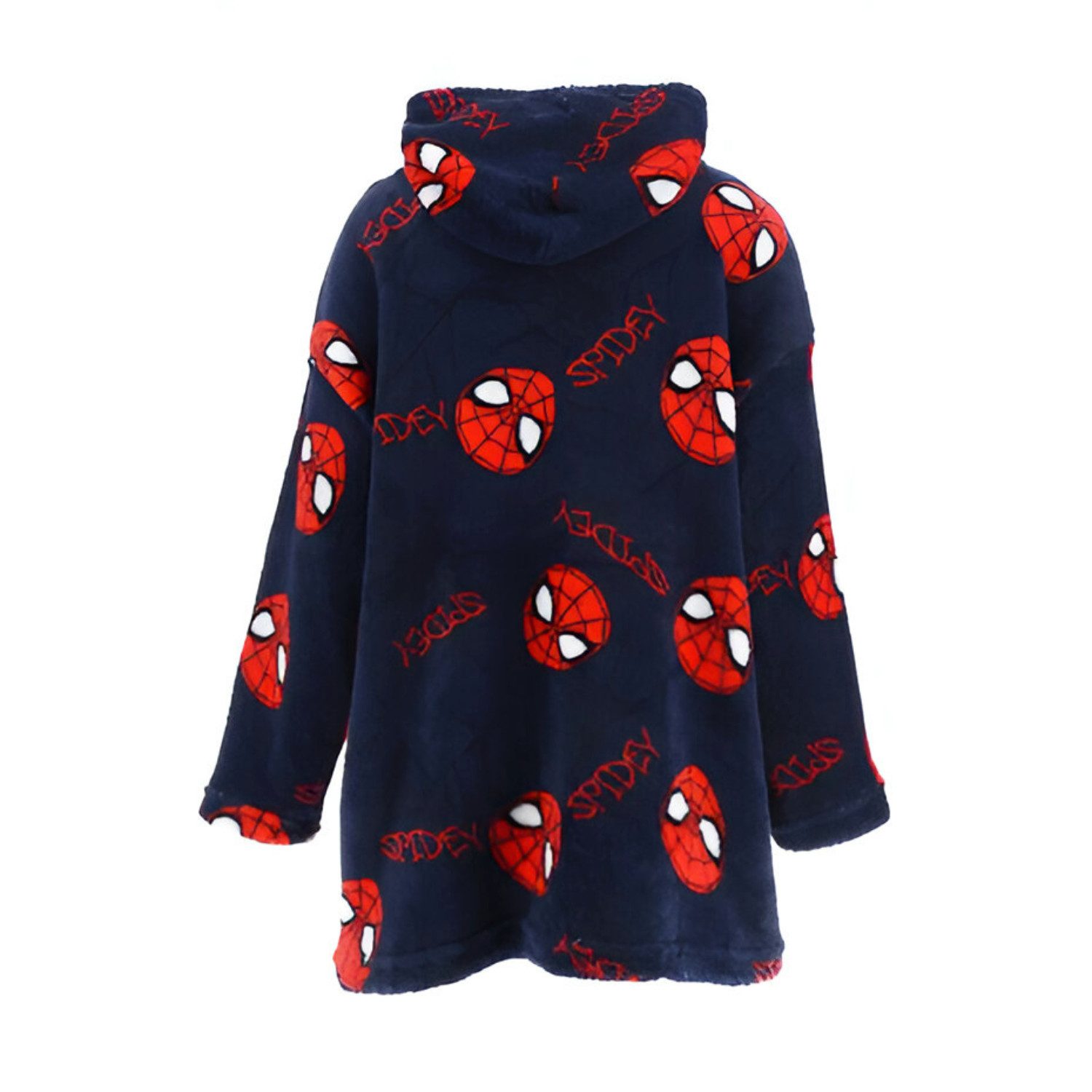 MARVEL Bademantel Marvel Spiderman Kinder Hausmantel Bademantel mit Kapuze, langarm, Polyester, Gürtel, Gr. 104 bis 128