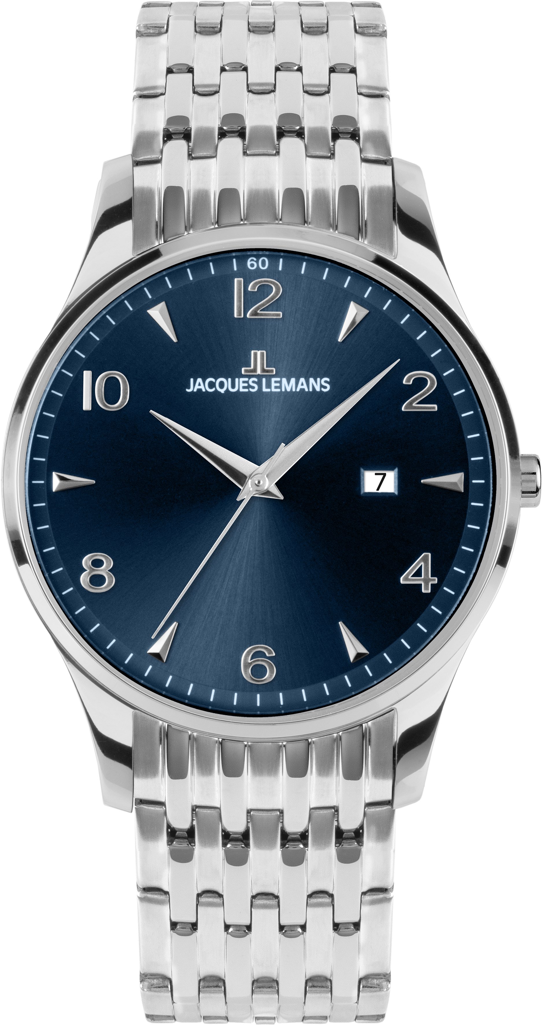 Jacques Lemans Quarzuhr London 1-2215I, Armbanduhr, Herrenuhr, Edelstahlarmband, analog, Tag