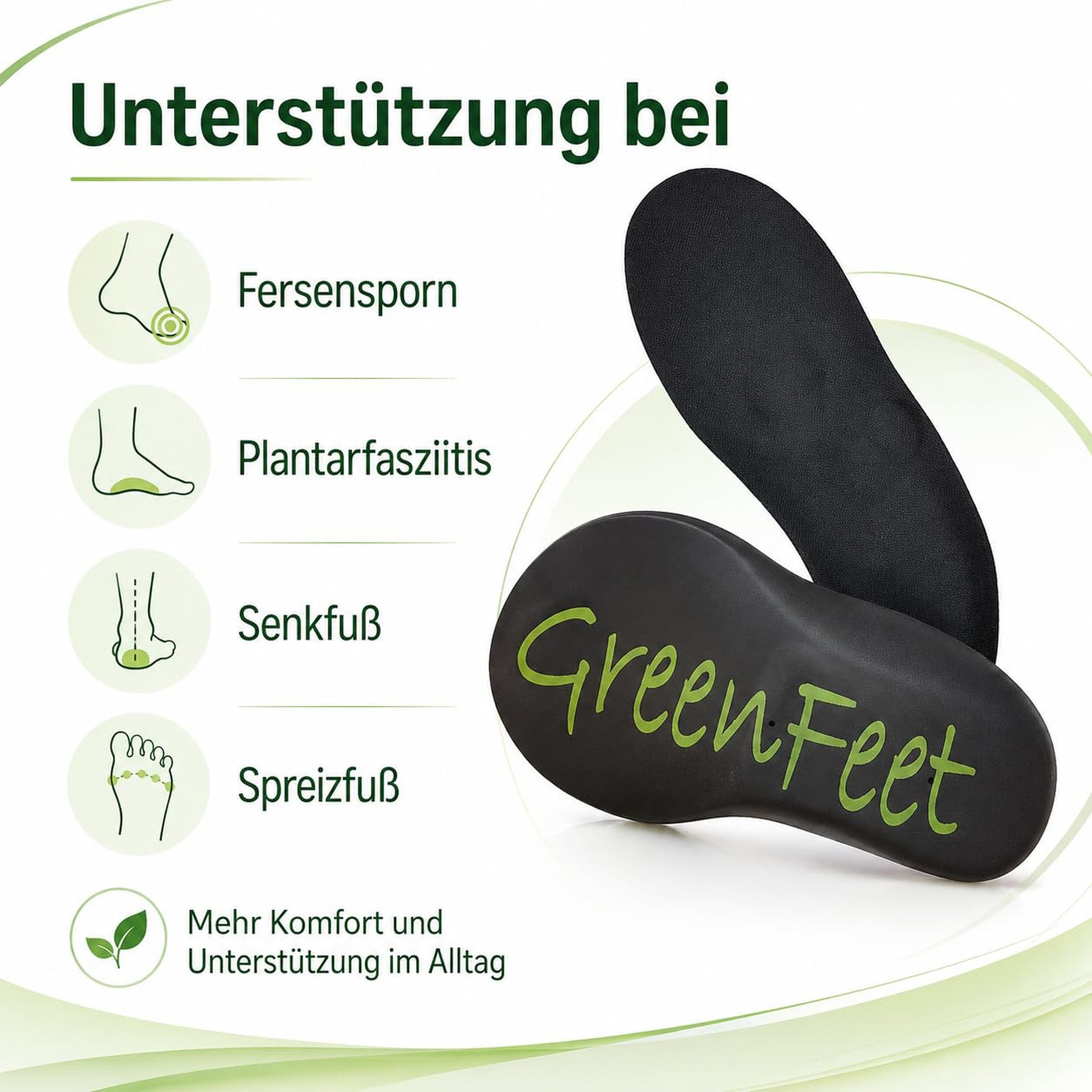 GreenFeet Fersenspornhilfe Maximum Support Einlegesohlen bei Fersensporn, Plantar Fasziitis – Bild 2 von 5
