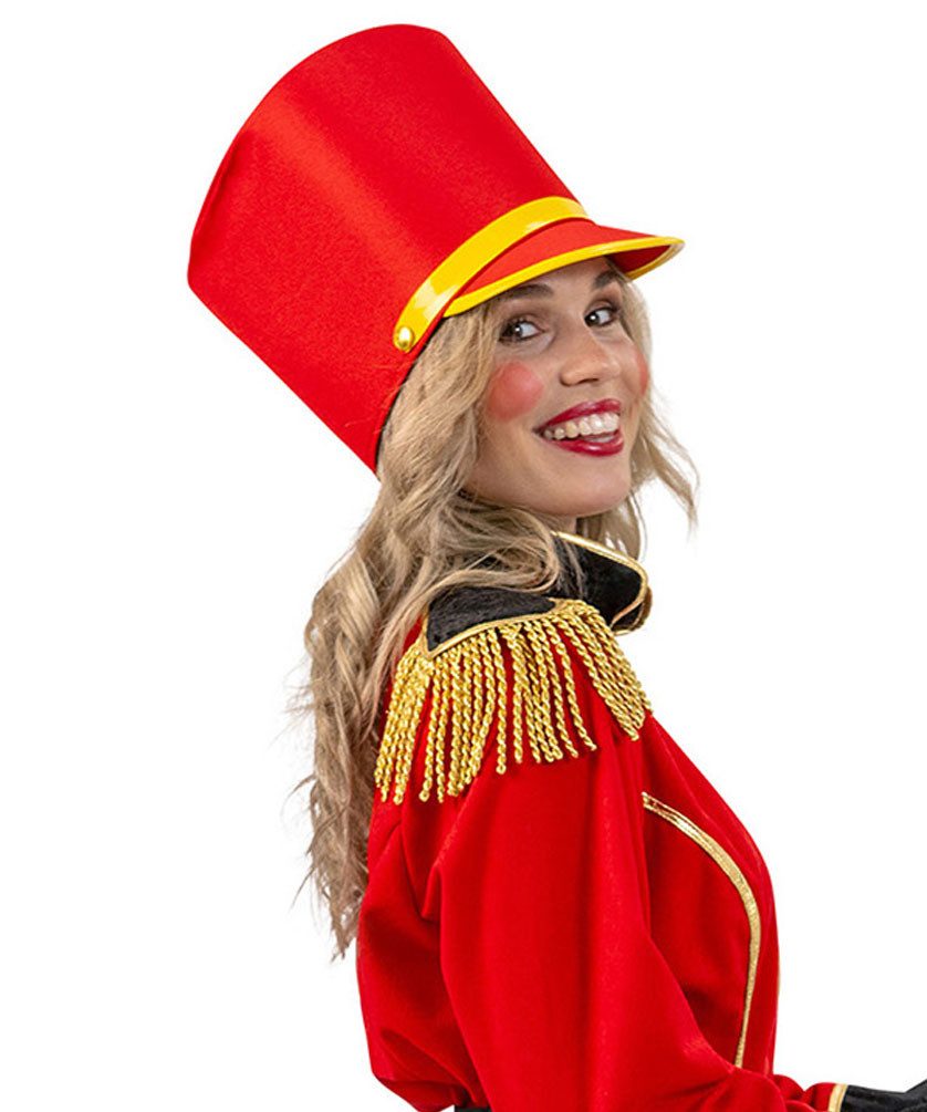 Karneval-Klamotten Kostüm Hut Blaskapelle Marschkapelle rot mit Borde gelb, Damenhut Herrenhut tolles Party Accessoire Karneval Fasching