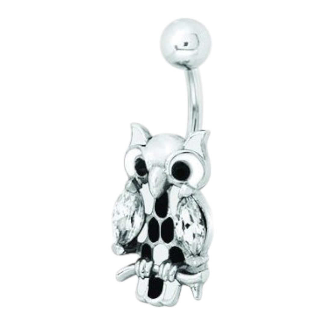 Bauchnabelpiercing Karisma Nabel Piercing Eule 316L Edelstahl - Zirkonia Weisser