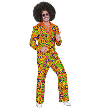 Widmann S.r.l. Kostüm Hippie Anzug 'Yellow Circles' für Herren, Mehrfar