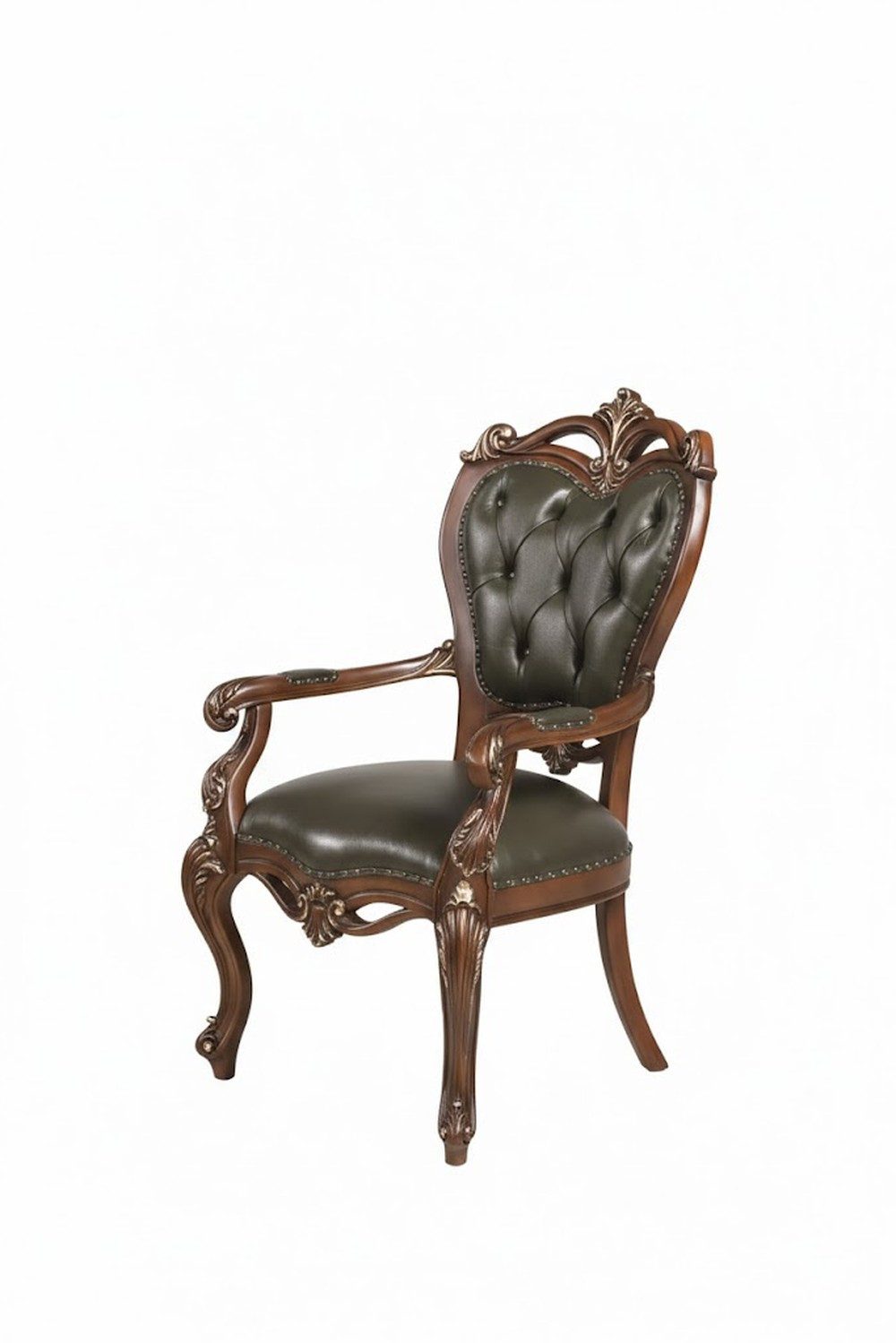 Xlmoebel Chefsessel Luxuriöser Neobarock-Sessel mit Holzrahmen in Braun und Gold (Einzelsessel, 1 St), Made in Europa