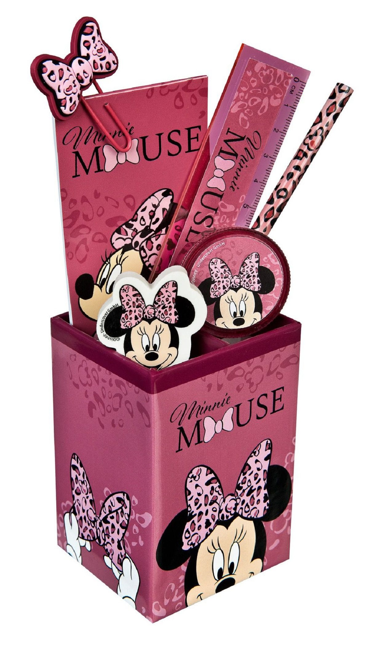 Disney Minnie Mouse Bleistift Minnie Mouse Stifte-Köcher 7-teiliges Schreibset im Disney Design