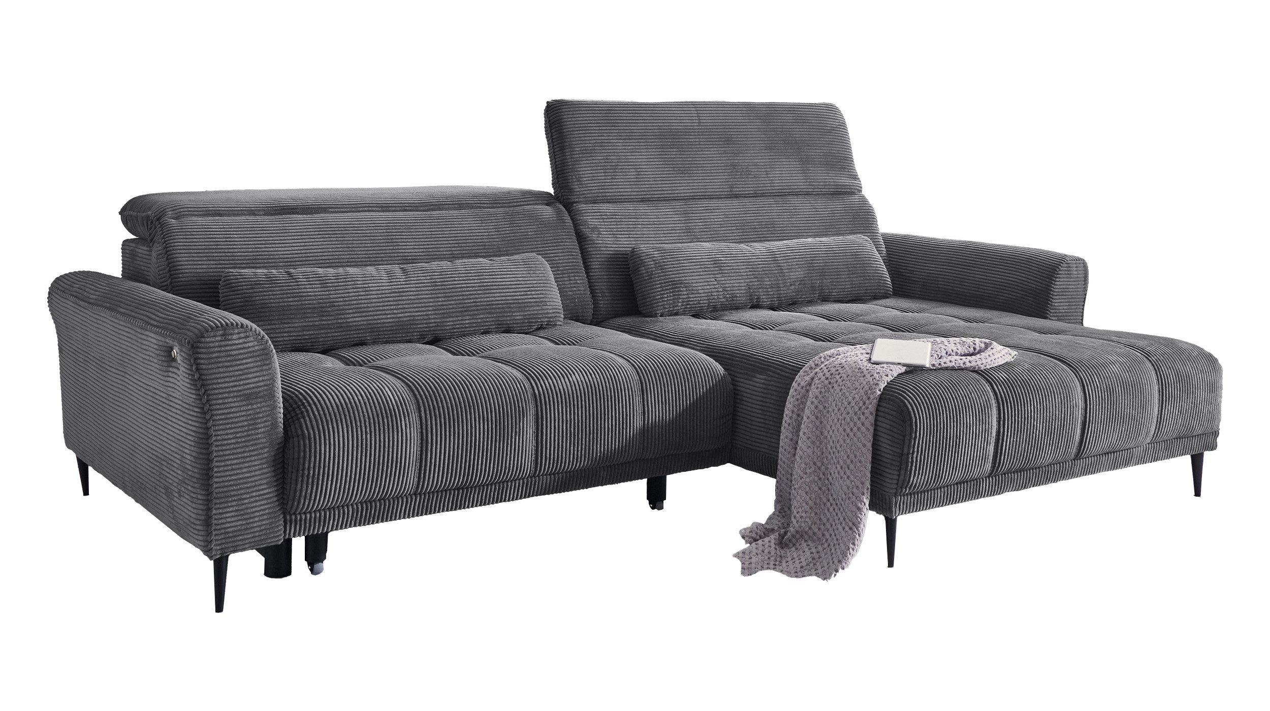 Massivart® Ecksofa Cord 277 cm / Cordsofa LOGAN / Sitztiefenverstellung / N günstig online kaufen