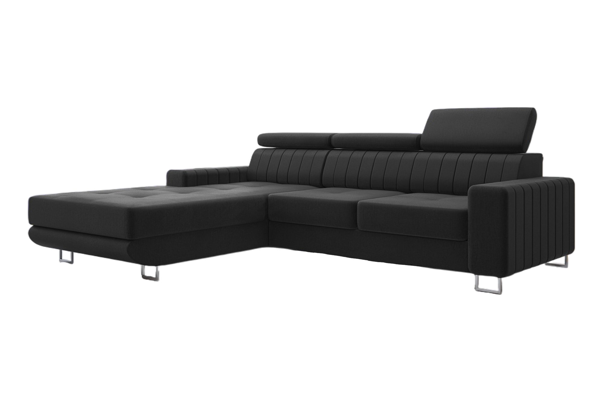 thematys Ecksofa Ecksofa mit Schlaffunktion und Bettkasten, L-Form, Samt, - mit verstellbaren Kopfstützen, – L-Form 250×183 cm – Schlafsofa mit Auszug, – L-Form 250×183 cm – Schlafsofa mit Auszug