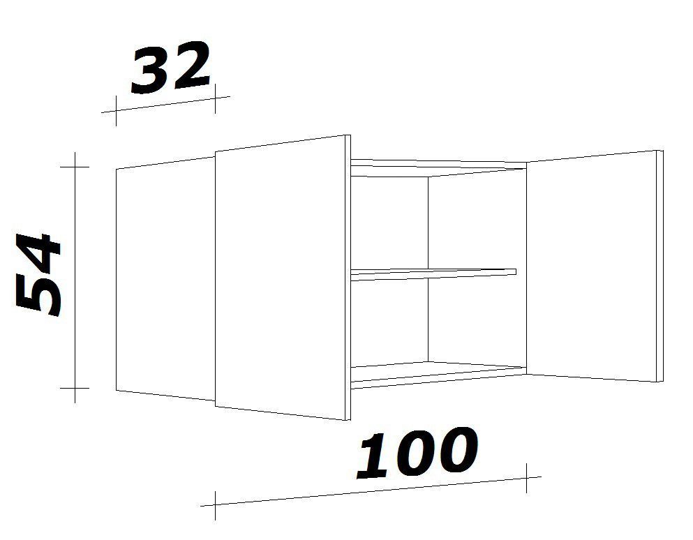 100 x T) x 32 x Hängeschrank (B x Bergen cm H Flex-Well 54,8