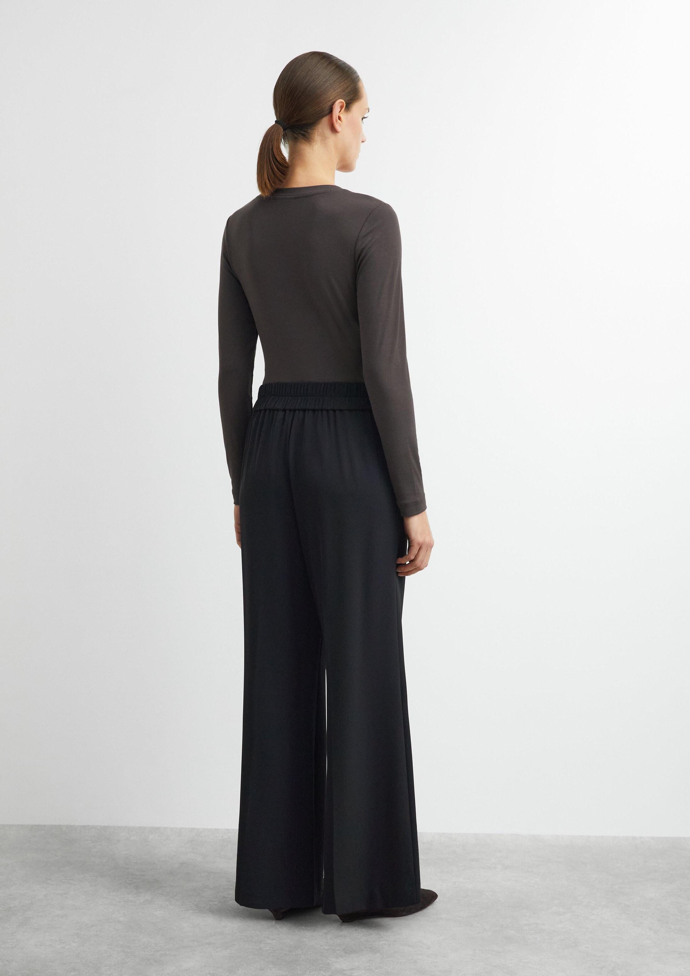 comma Chinos Hose Wideleg Travel-Hose mit Biesen und elastischem Bund hinten