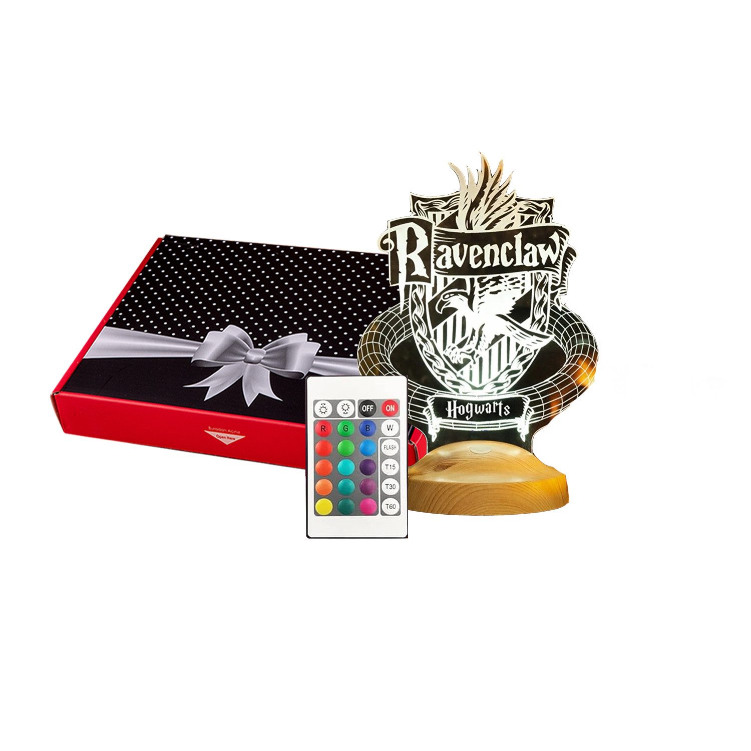 Geschenkelampe LED Nachttischlampe Ravenclaw Hogwarts Harry Potter Nachttischlicht Geschenke Lampe, Leuchte 7 Farben fest integriert, Geburtstagsgeschenk für Freunde, Mädchen, Jungen, HP Fans