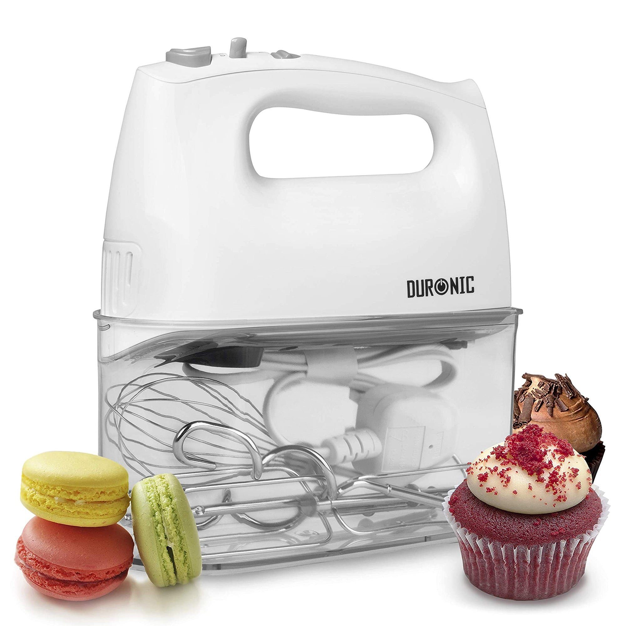 Duronic Handmixer, HM4 W elektrischer Handmixer, 400 Watt, Aufbewahrungsbox