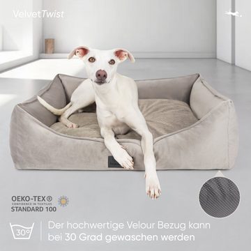 Freudentier Hundekorb VelvetTwist mit Cord/Velour Wendekissen
