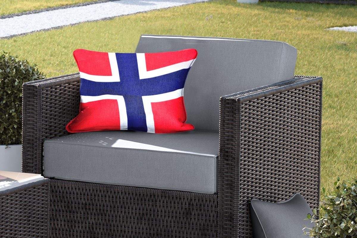 MuchoWow Dekokissen Nahaufnahme Dekokissenbezug, Flagge Norwegen, Outdoor-Dekorationskissen, Polyester, der von Kissenhülle