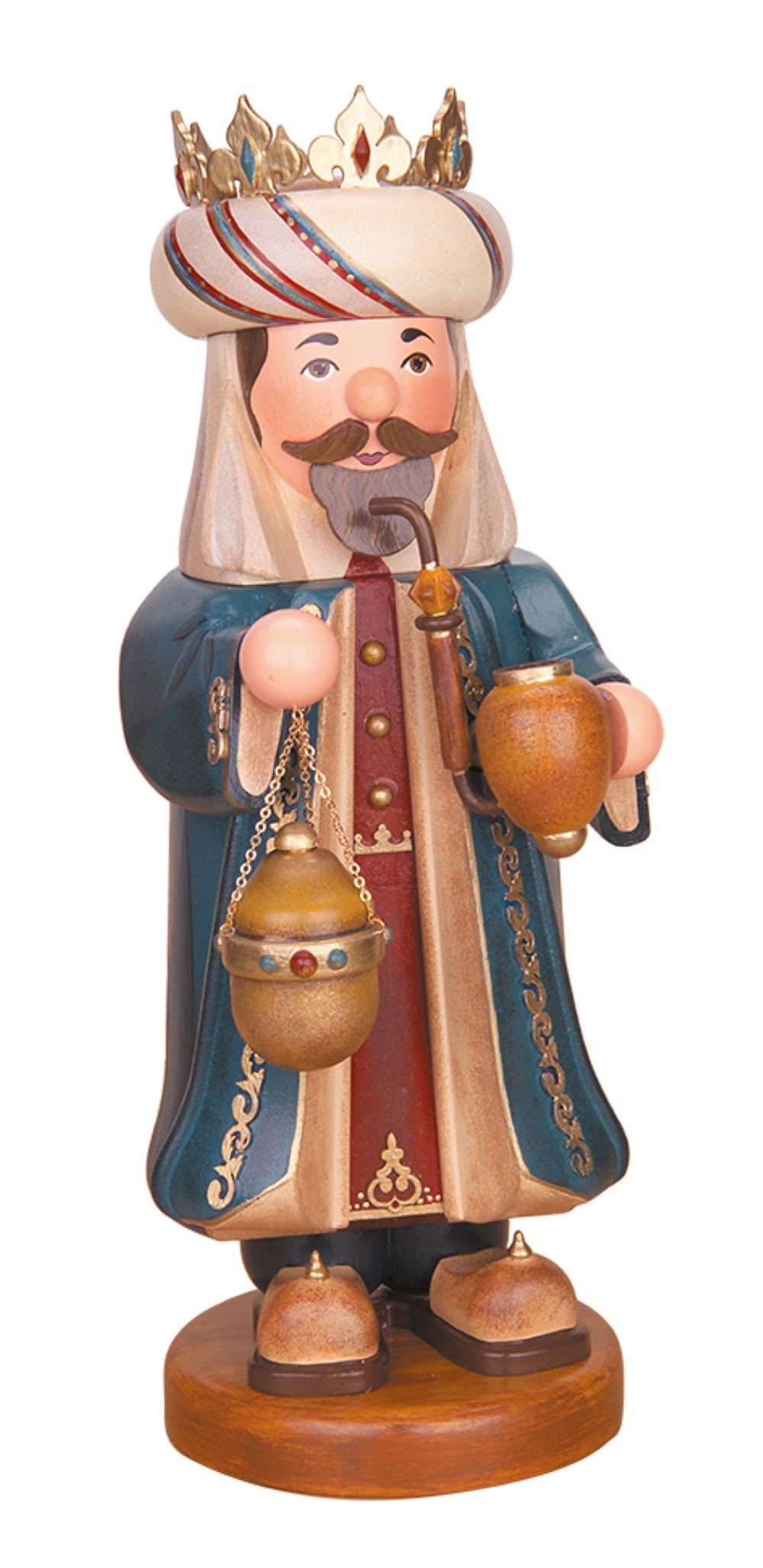 Original Hubrig (Hubrig Volkskunst GmbH) Räuchermännchen Räuchermann Heilige Drei Könige - Balthasar, Höhe: 35 cm, handbemalt