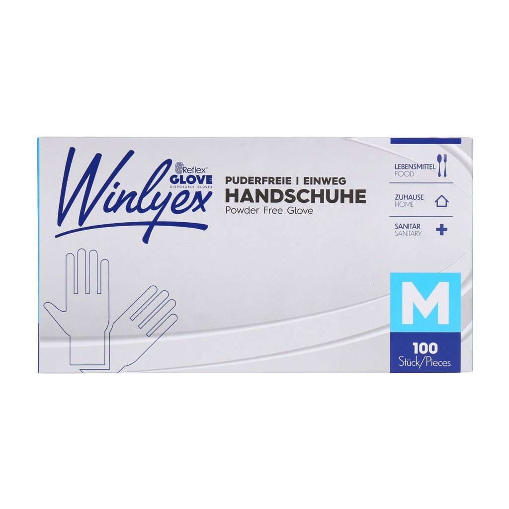 Reflex Einweghandschuhe Winlyex 100x Puderfreie Einweghandschuhe M