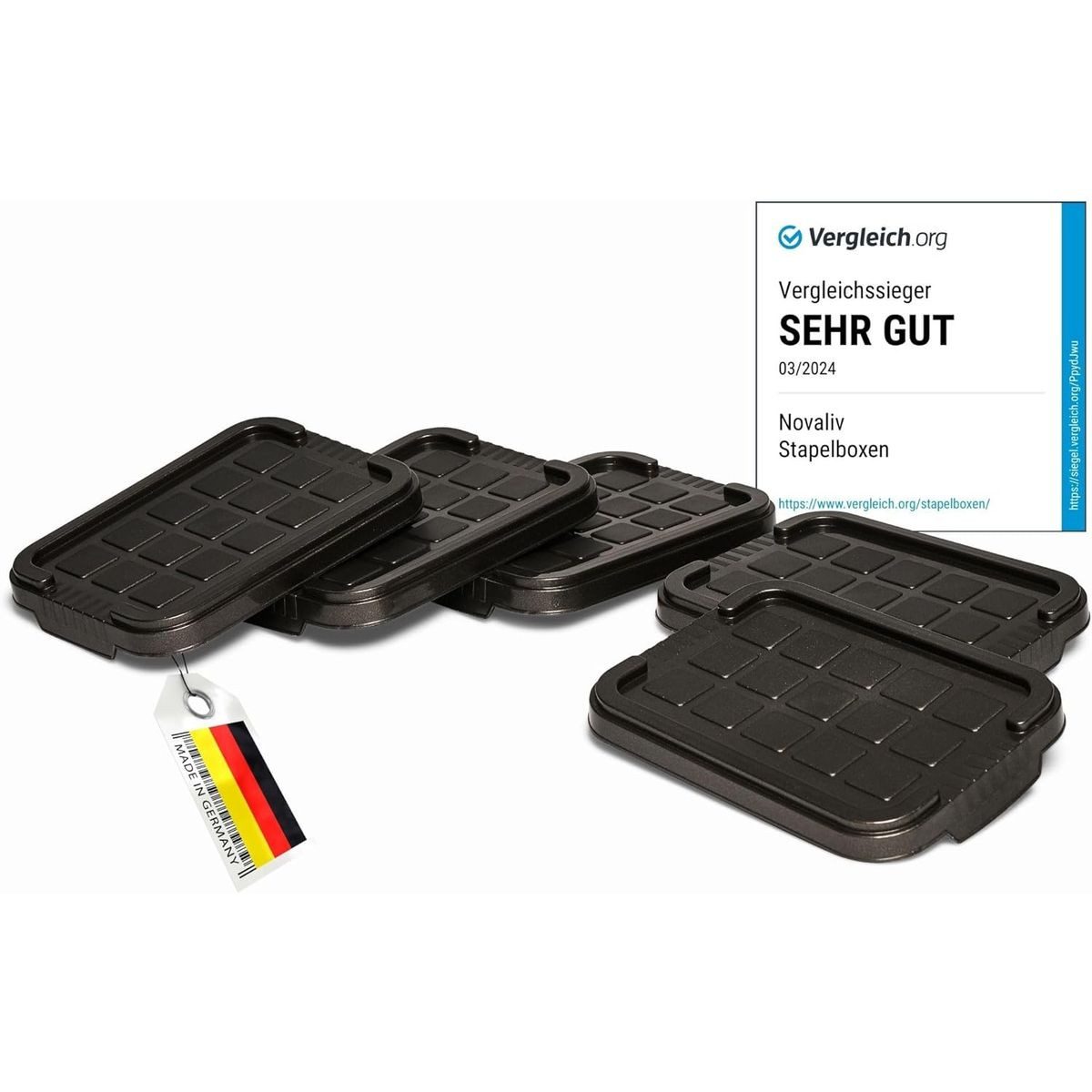 Novaliv Aufbewahrungsbox 30529-5 (5 St), Novaliv 5x Ersatzdeckel 2 Liter mit Clipverschluss 19x14 cm Antrazit