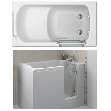 Dusche-24 Badewanne Badewanne mit Tür 121x65 cm HODEEP mit Tür inkl. Schürze und Ablauf