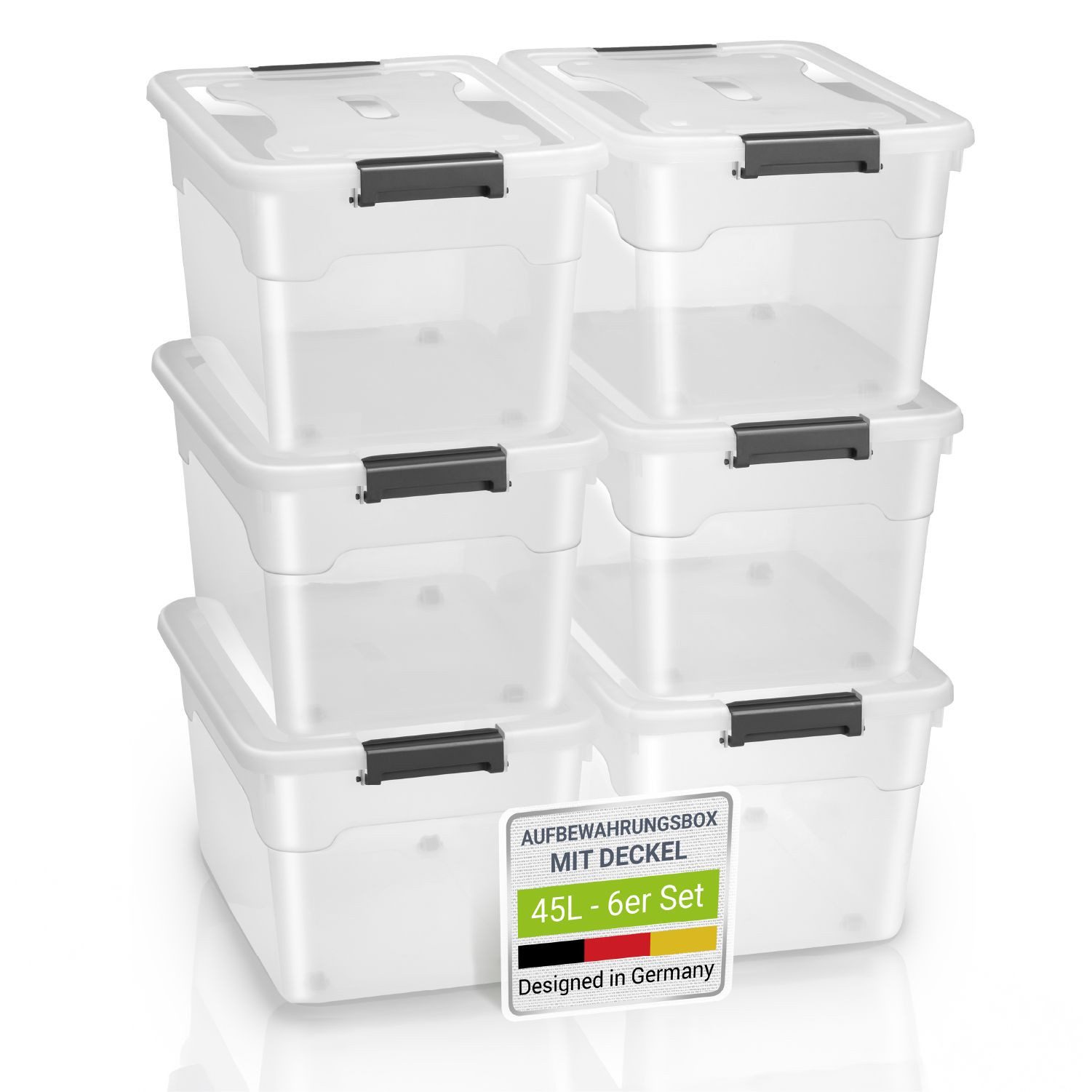 Juskys Aufbewahrungsbox (6 St), mit Rollen, stabil, verschließbar und pfleg günstig online kaufen