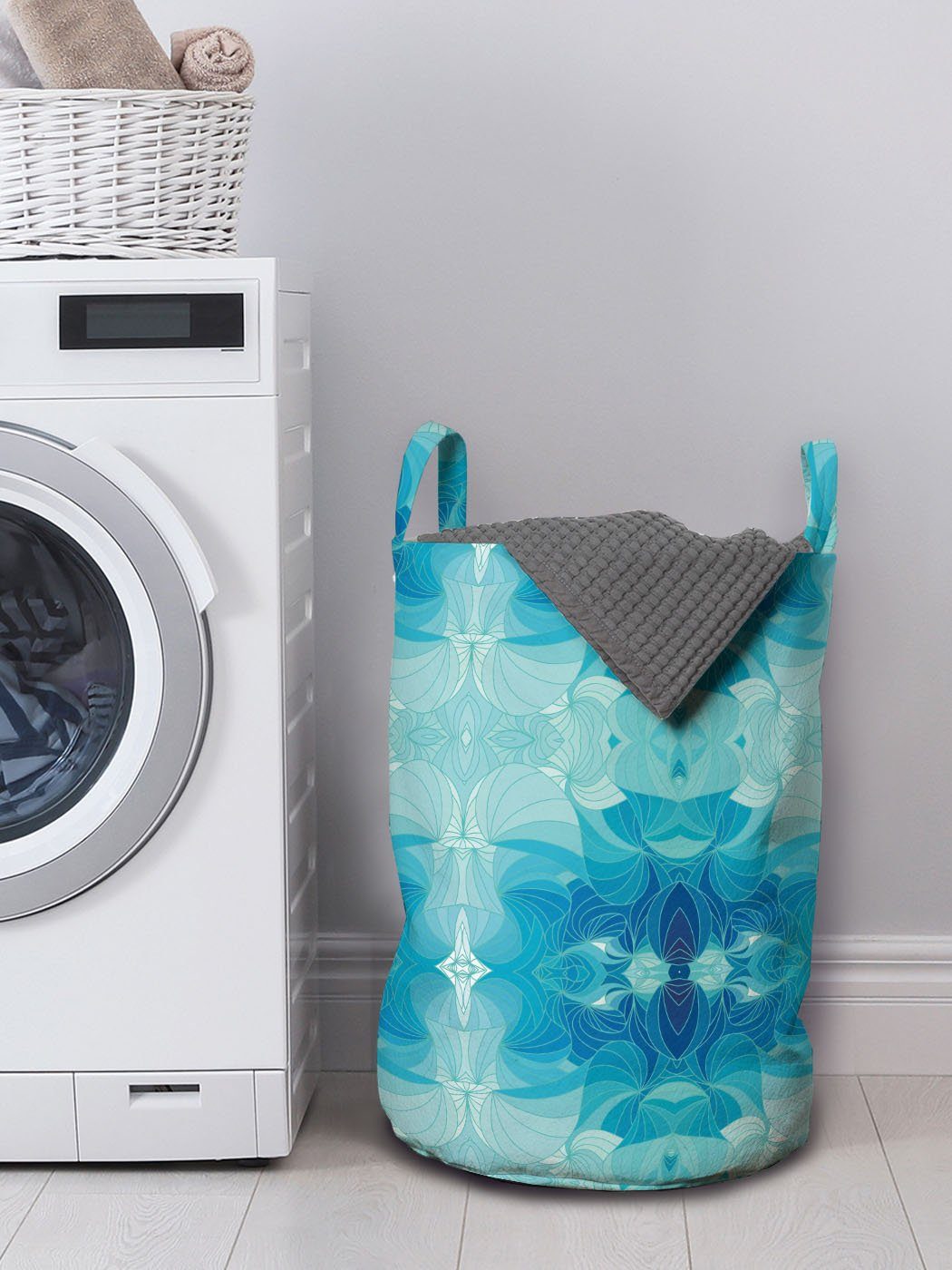 Waschsalons, Abakuhaus Griffen Grafik Abstrakt Aquatic Wäschesäckchen Kordelzugverschluss Wäschekorb Motive für mit