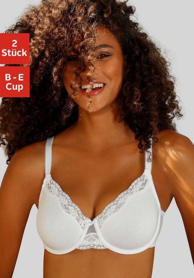 petite fleur by Lascana Bügel-BH (Packung, 2 Stück) aus Baumwolle mit zarter Jacquardspitze
