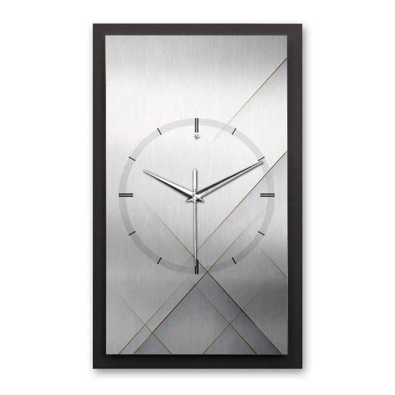 Kreative Feder Wanduhr 3D Designer-Wanduhr Silver & Lines (ohne Ticken; Funk- oder Quarzuhrwerk; elegant, außergewöhnlich, modern)